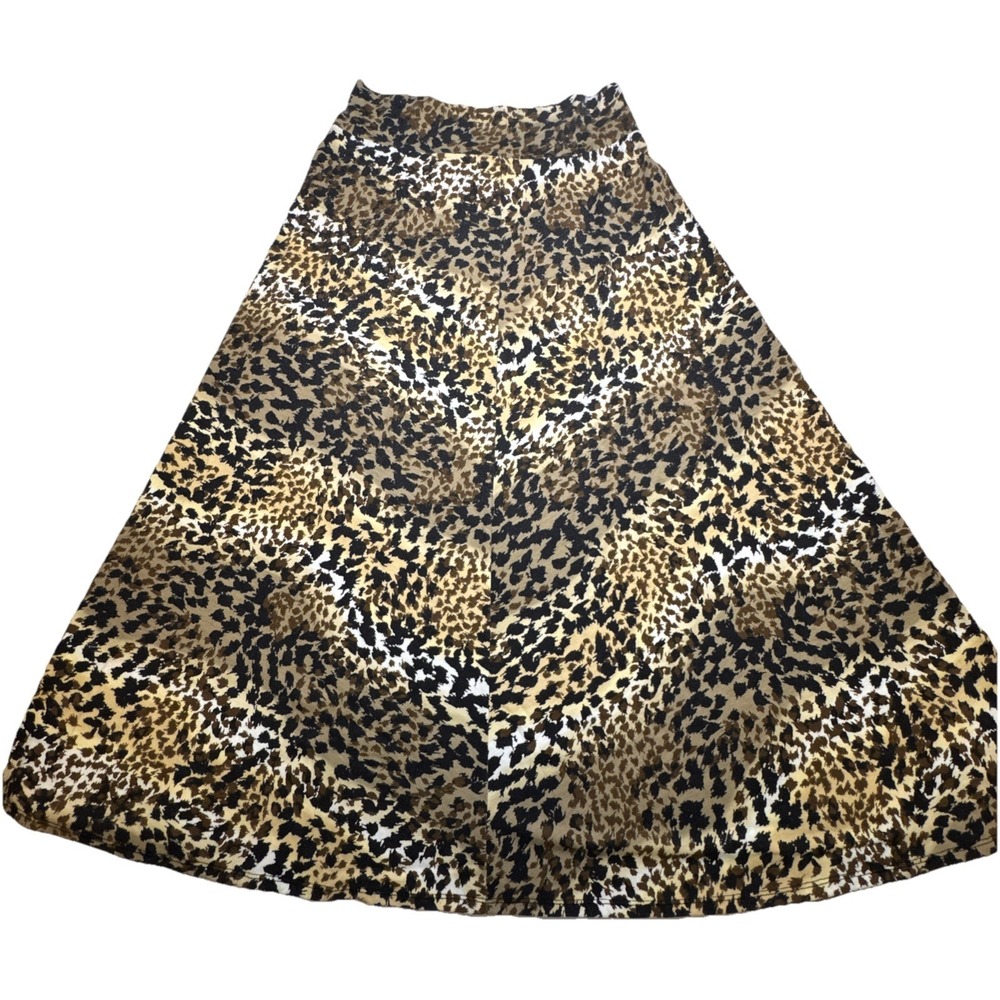 Maxi Skirt Leopard Animal Print Brown‎ Small Ruby Rd Stretchy Jersey A-Line